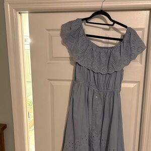 Blue Off-Shoulder Midi Dress